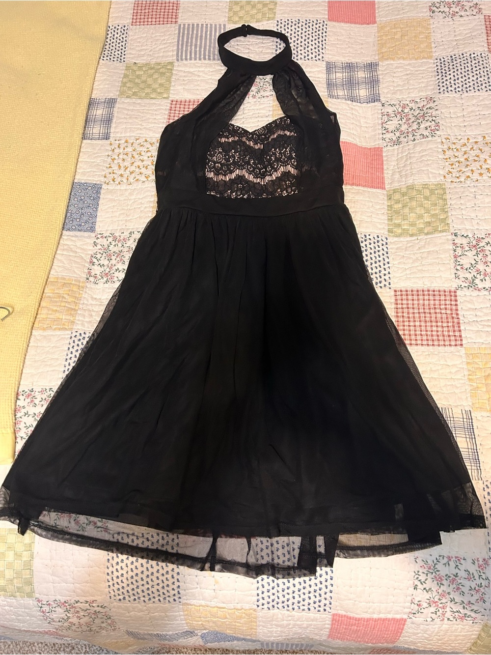 Mystic Black Lace Halter Dress